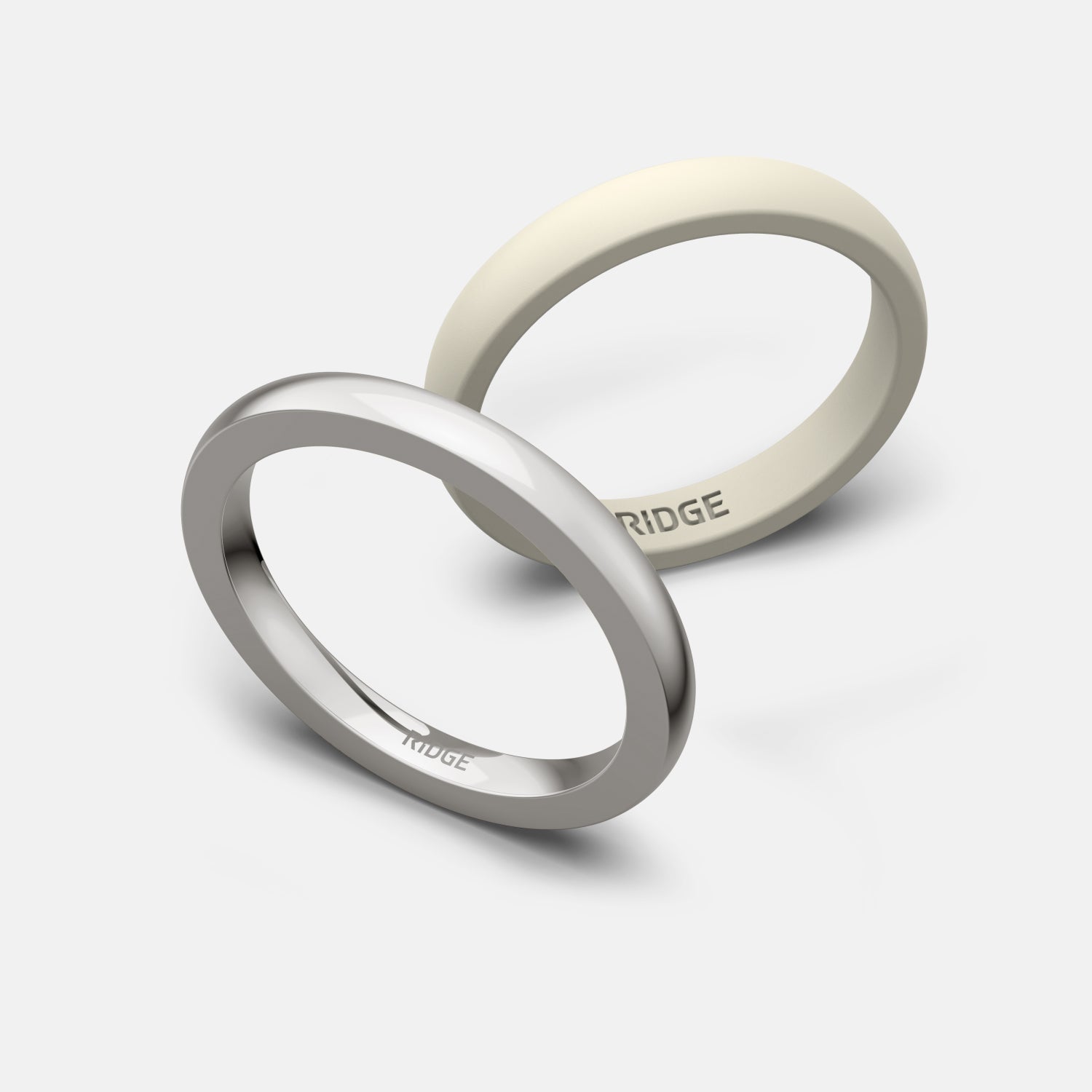 Ridge 2mm Ronde Ring Set - 14K Wit Goud