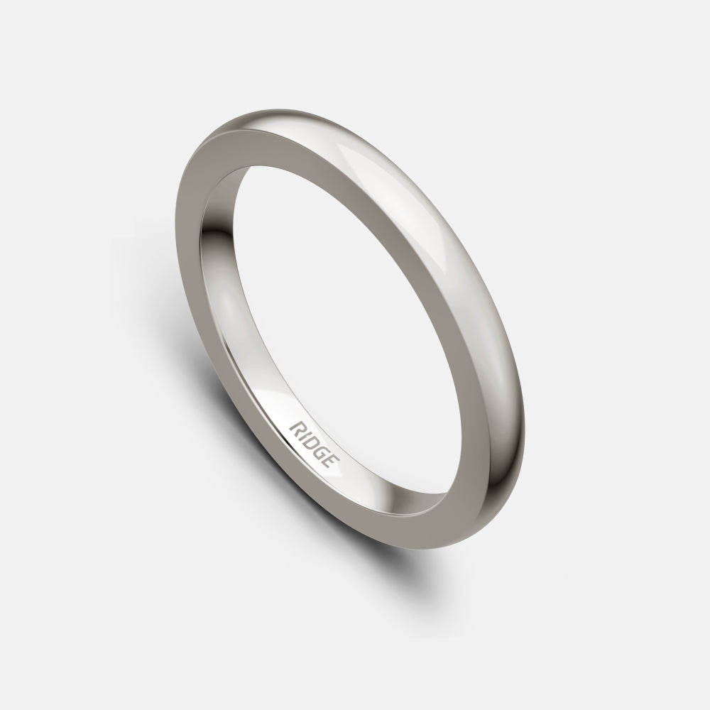 Ridge 2mm Ronde Ring Set - 14K Wit Goud