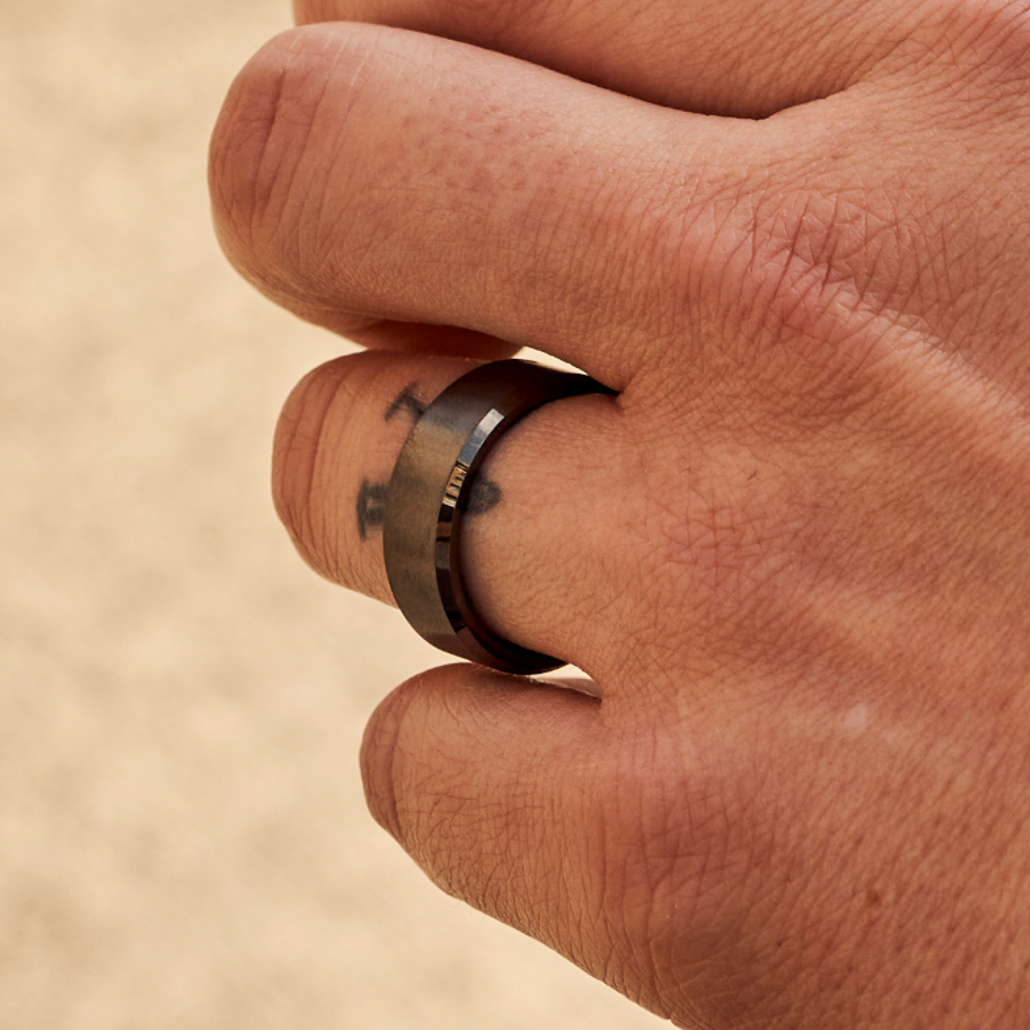 Ridge 8mm Geprofileerde Ring Set - Gunmetal