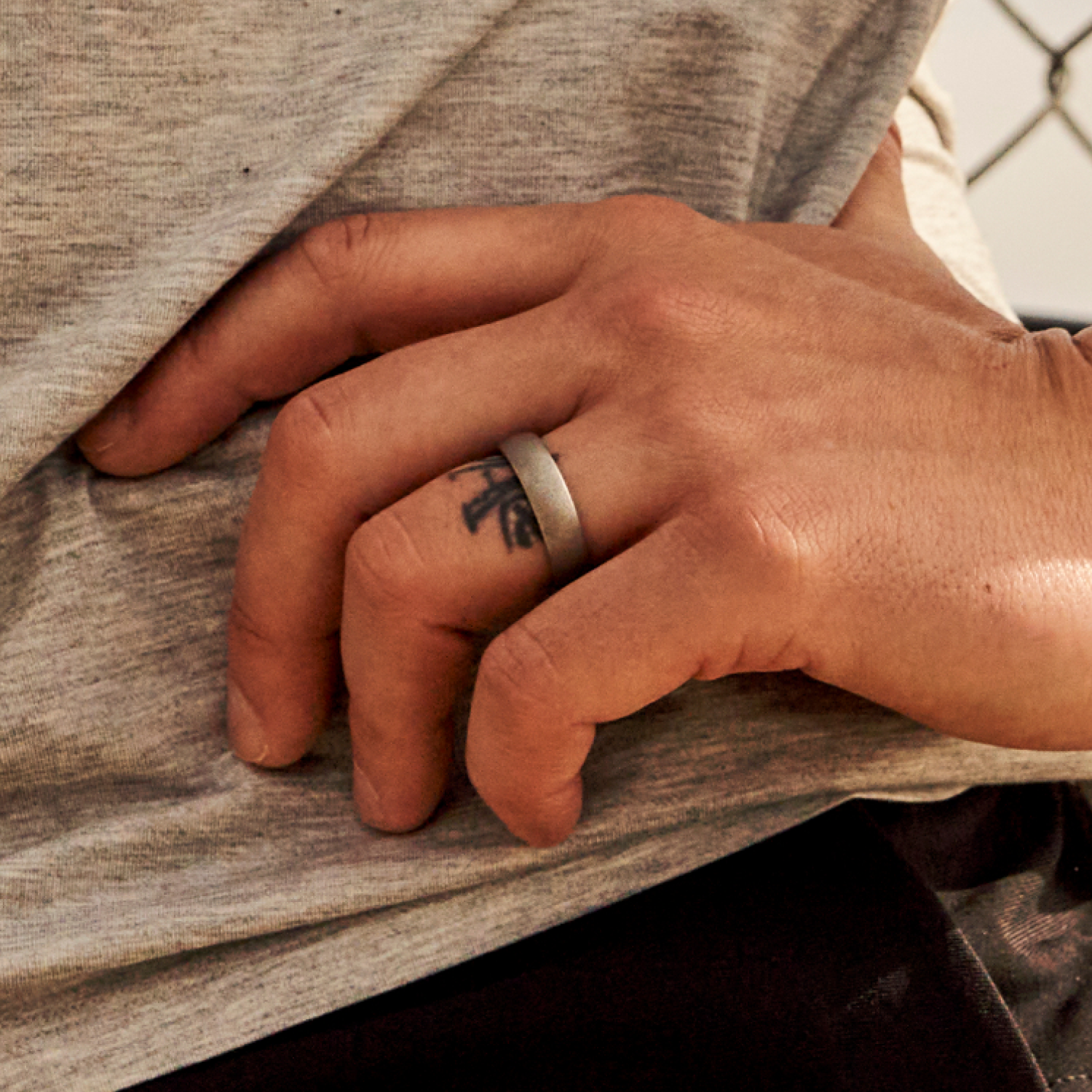Ridge 6mm Afgeronde Ring Set - Stonewashed Titanium